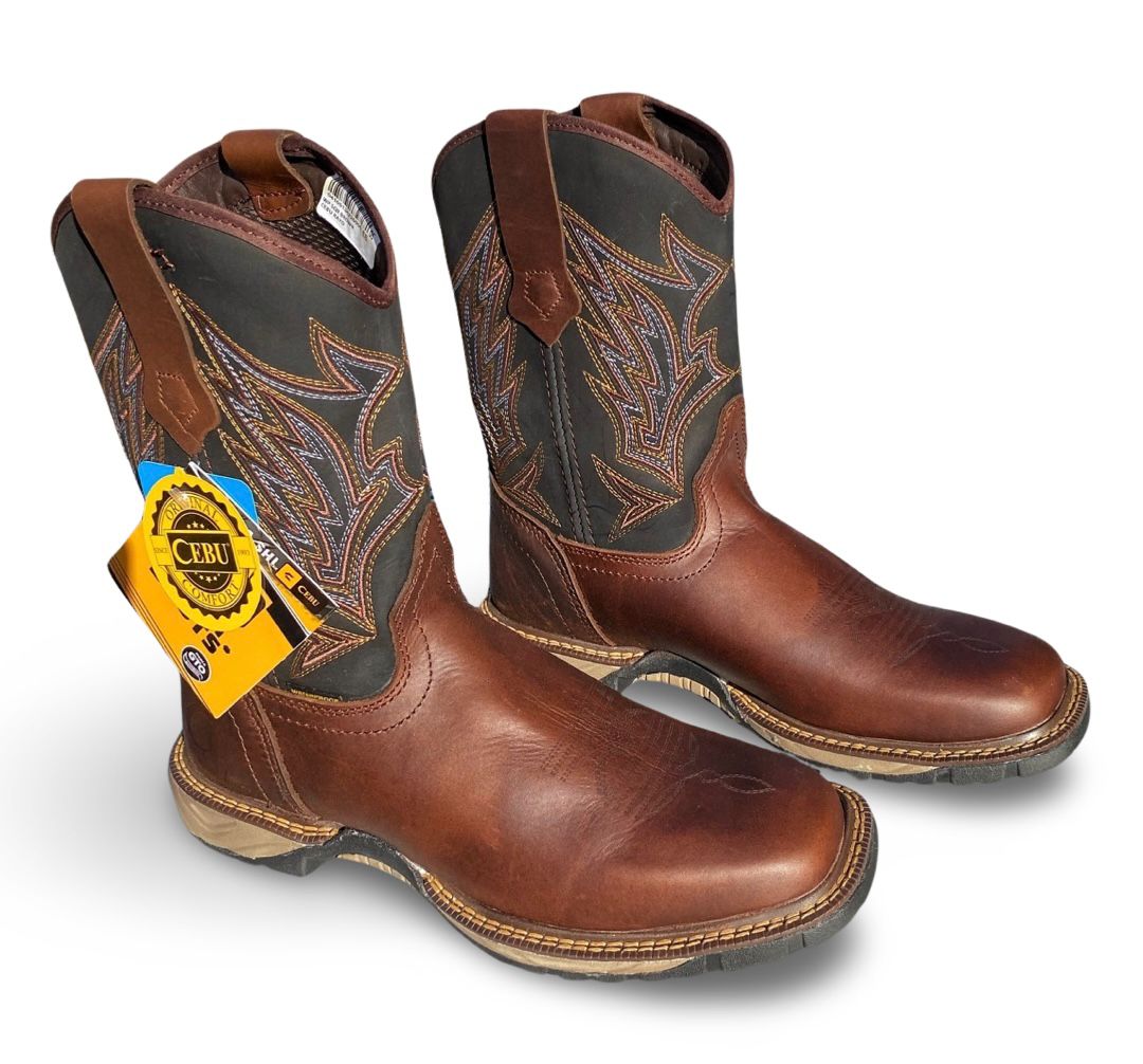 Cebu | Mens WP SQR Brown Water Proof Work Boots