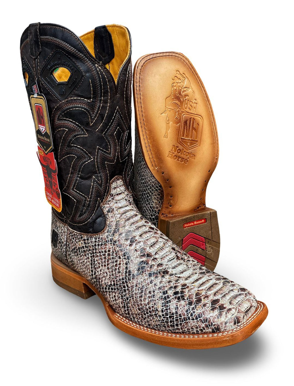 Nokota Horse Mens Morgan 18 GB Piton Natural M051841