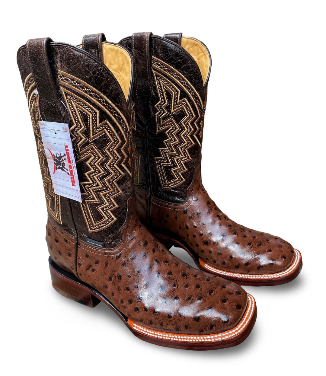 Franko Boots Mens Bulldog Grabado Avestruz Cafe