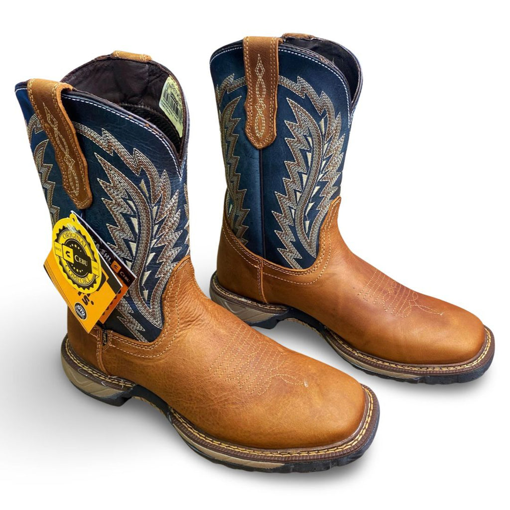 Cebu | Mens Tundra Roble Tan Square Toe Work Boots
