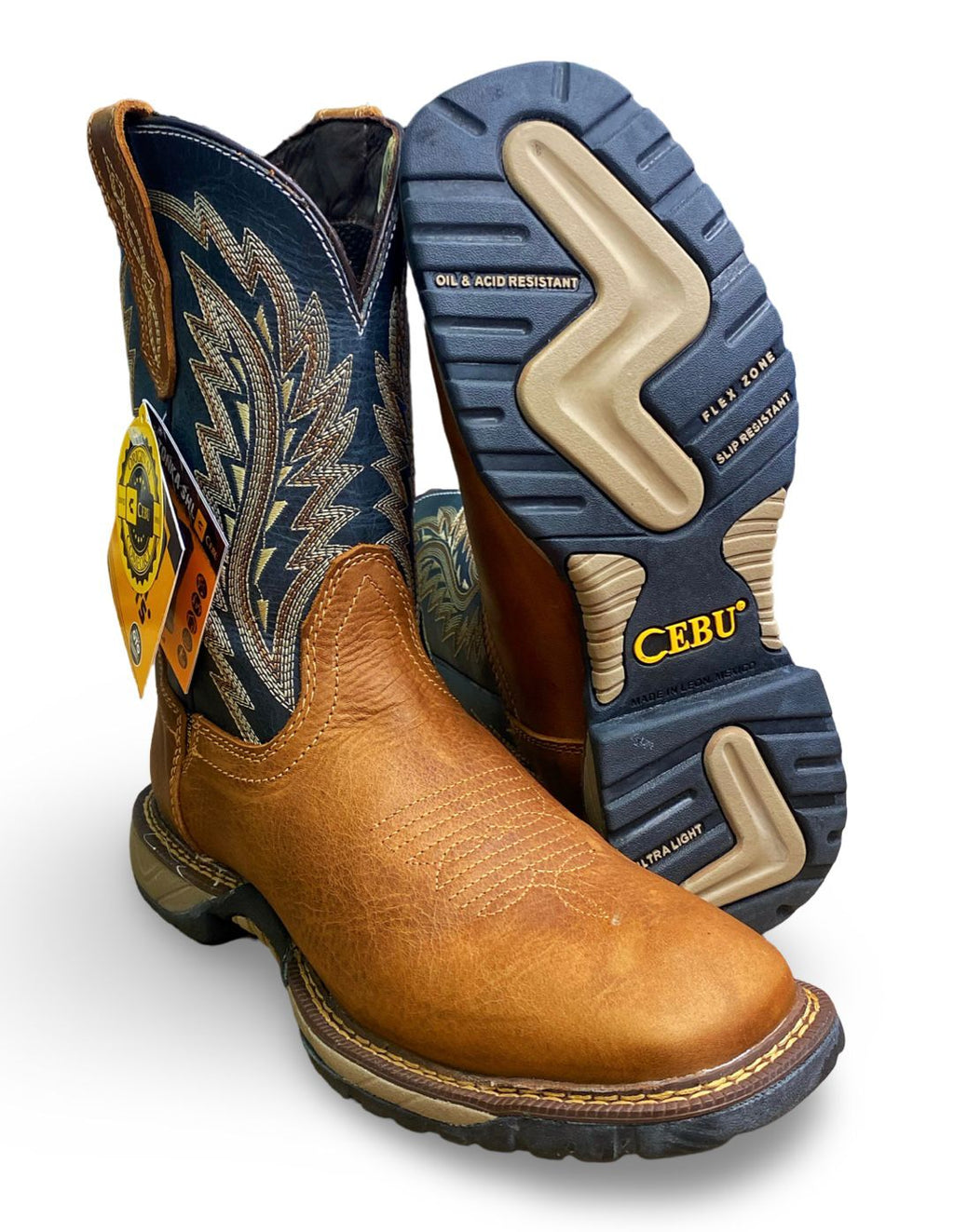 Cebu | Mens Tundra Roble Tan Square Toe Work Boots