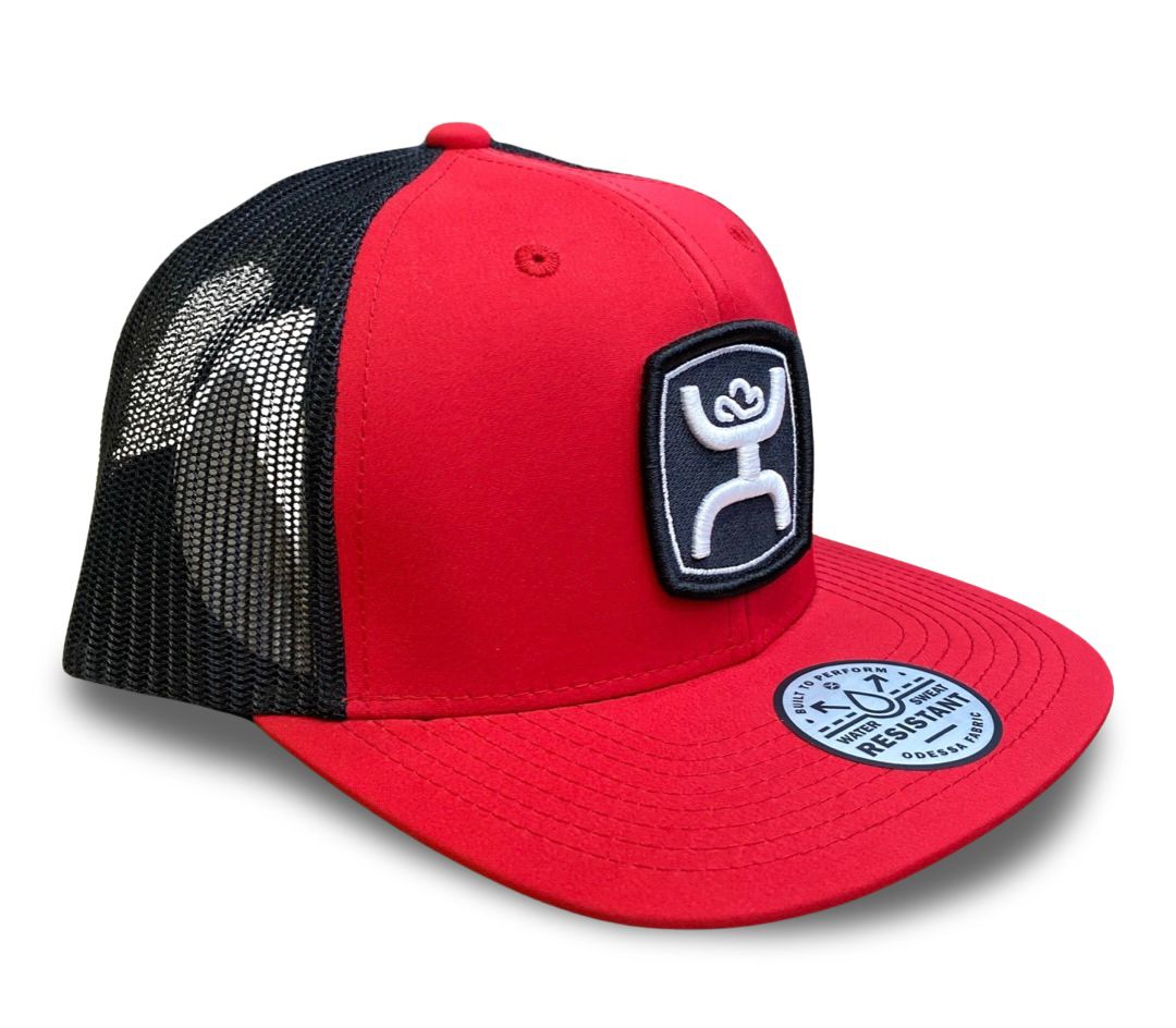 HOOEY | RED/BLACK 6-PANEL TRUCKER WITH BLACK/WHITE PATCH