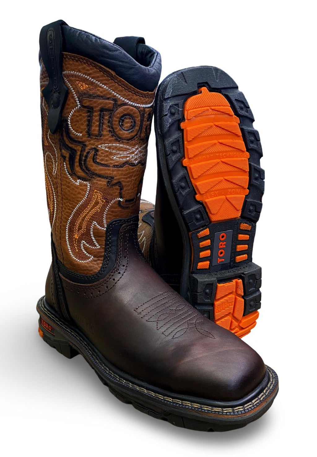 Toro Bravo | Mens TRC1-STL Brown Square Steel Toe Work Boots