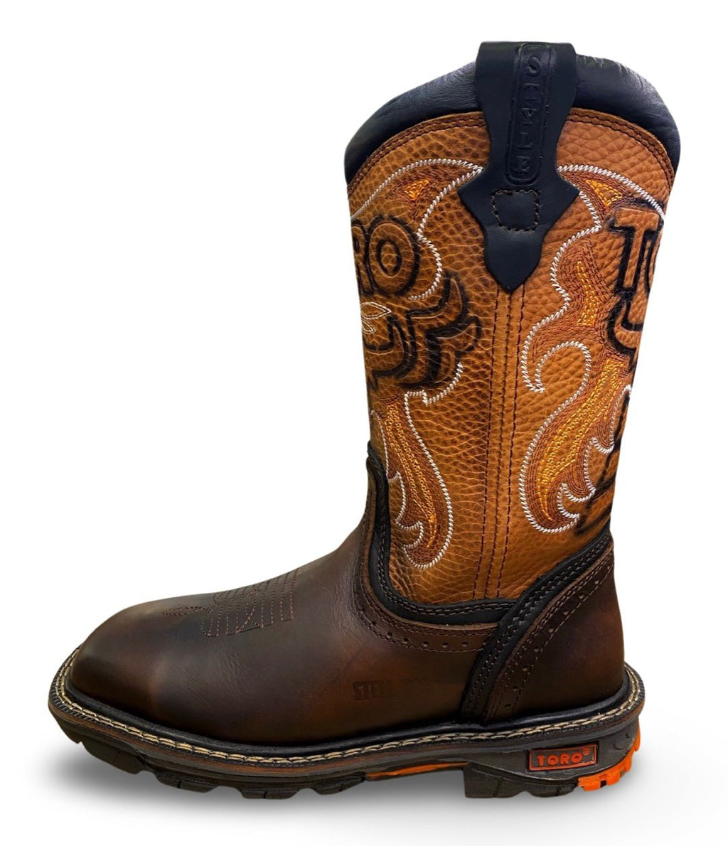 Toro Bravo | Mens TRC1-STL Brown Square Steel Toe Work Boots