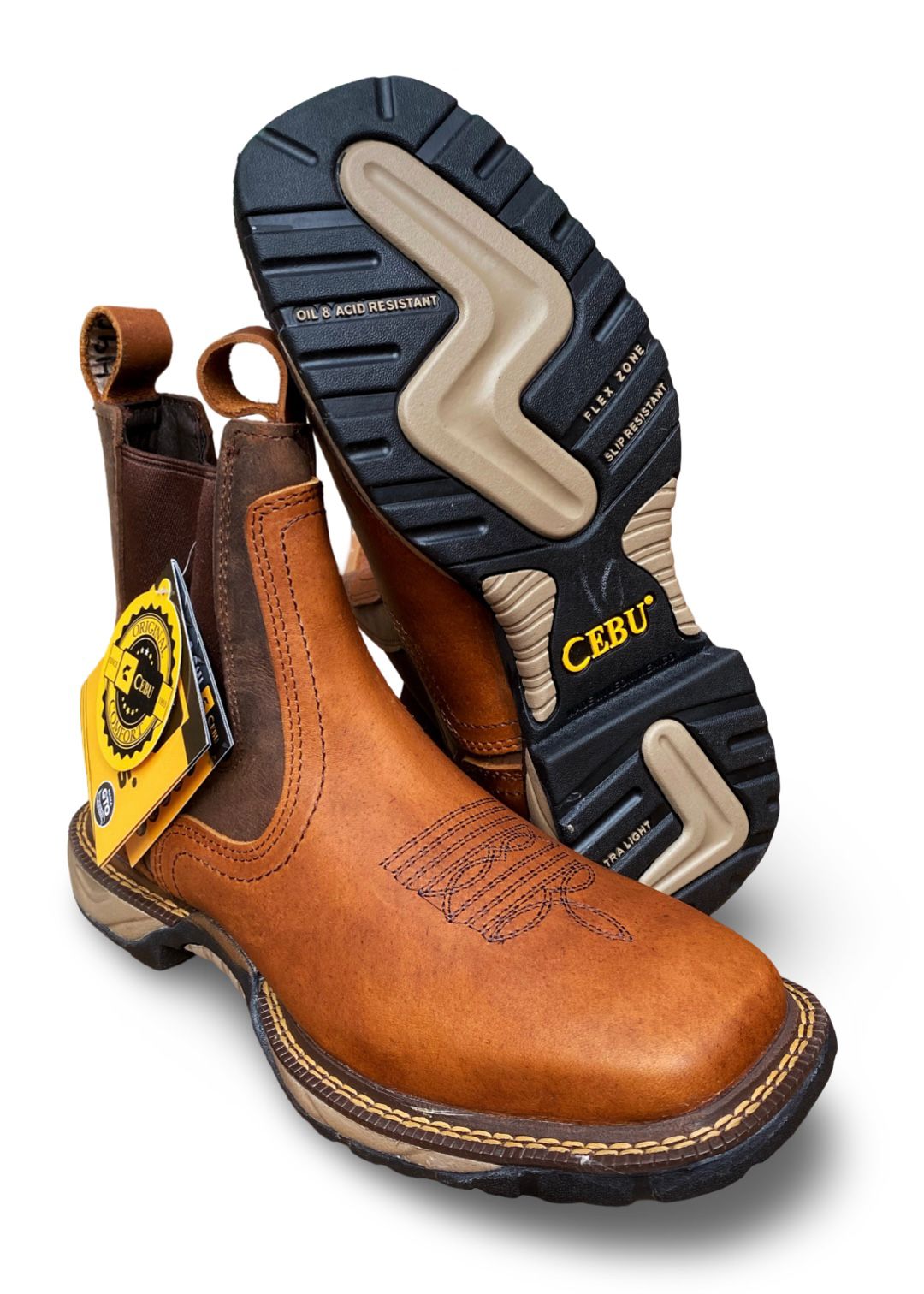Cebu | Mens BC Thunder Tan Square Toe Work Boots