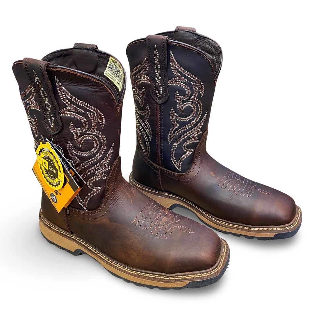 Cebu | Mens Nebraska STL Brown Steel Toe Work Boot