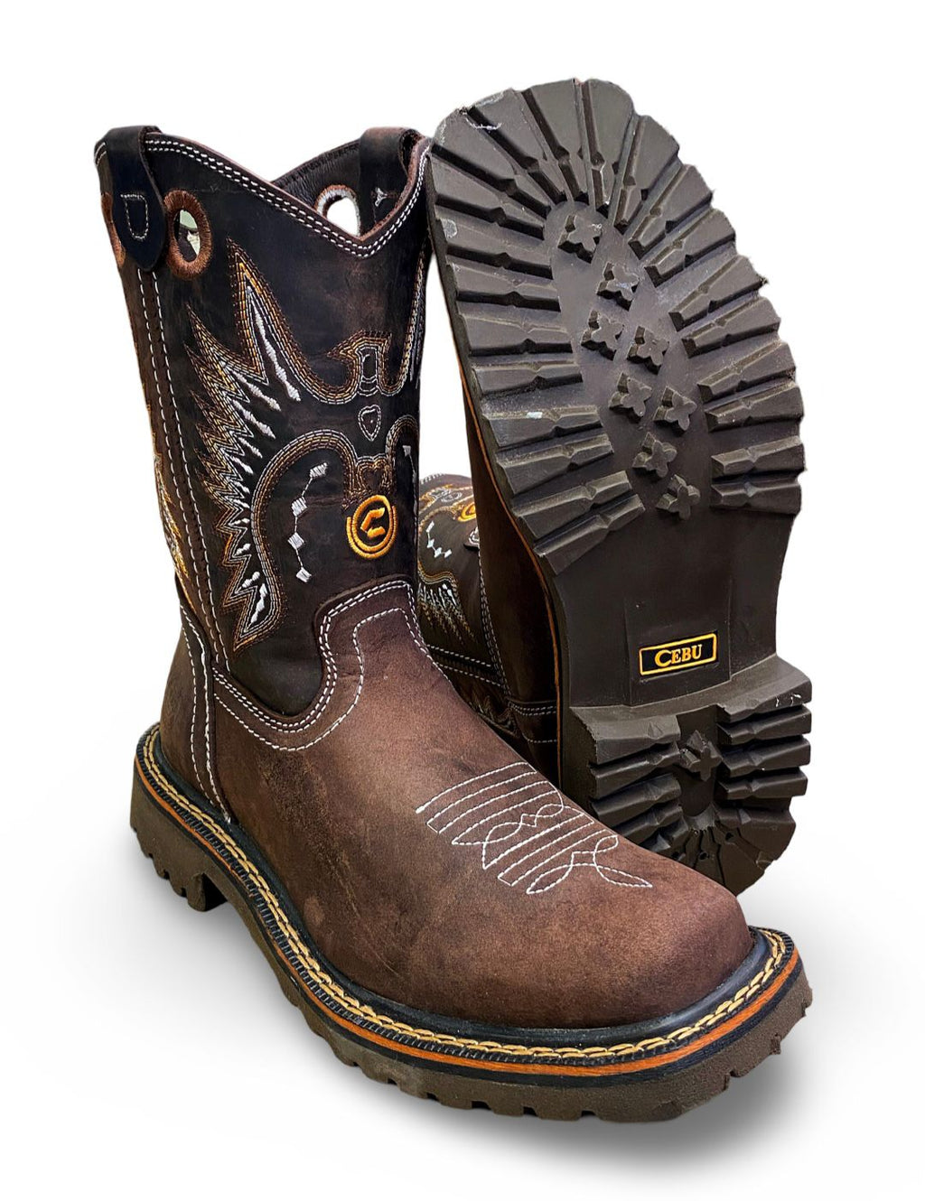 Cebu | Mens PR Chocolate Square Toe Work Boots