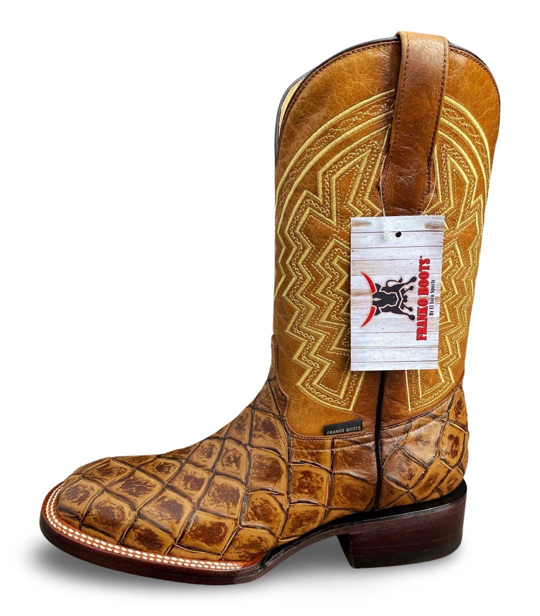 Franko Boots Mens Bulldog Grabado Pescado Miel