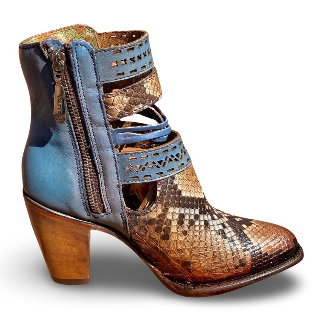 Cuadra Wmns Ankle Boots Piton Belly PL Blush Cielo Leather 3F29PH