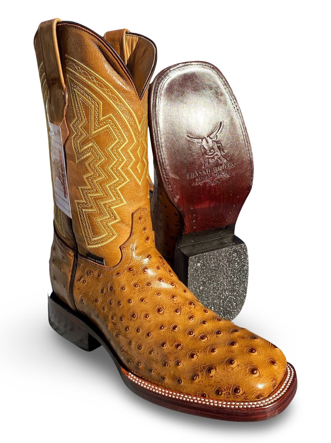 Franko Boots Mens Bulldog Grabado Avestruz Miel