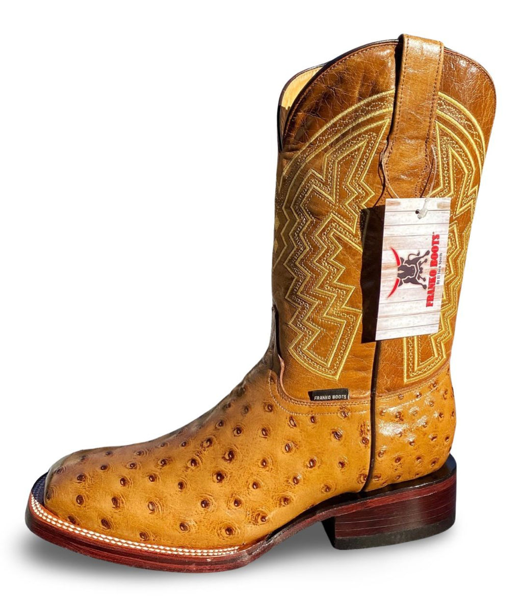 Franko Boots Mens Bulldog Grabado Avestruz Miel
