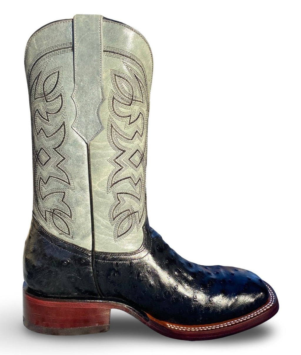 Franko Boots Mens Bulldog Grabado Avestruz Negro