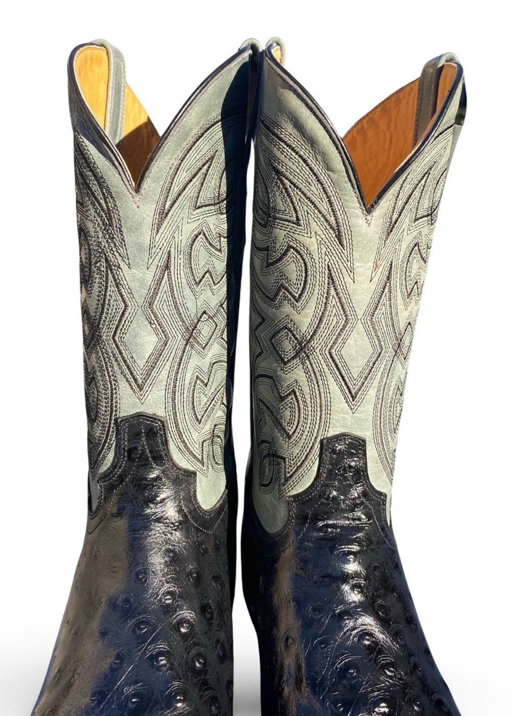 Franko Boots Mens Bulldog Grabado Avestruz Negro