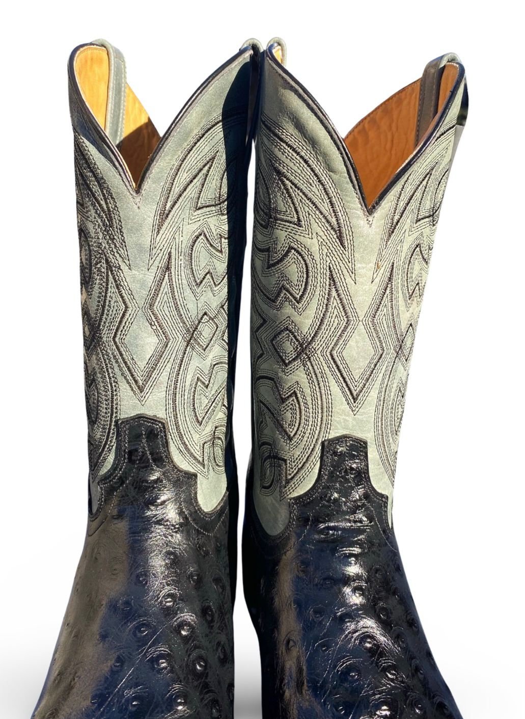 Franko Boots Mens Bulldog Grabado Avestruz Negro