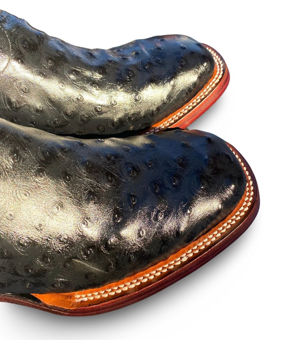 Franko Boots Mens Bulldog Grabado Avestruz Negro