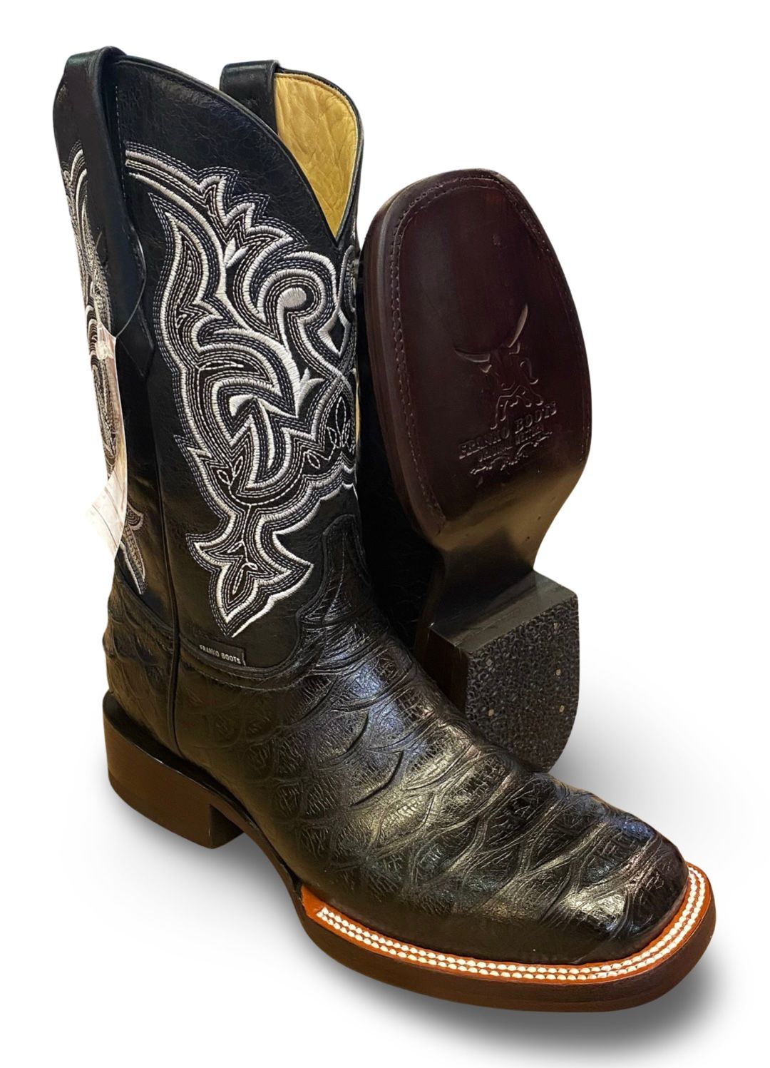 Franko Boots Mens Bulldog Grabado Python Negro