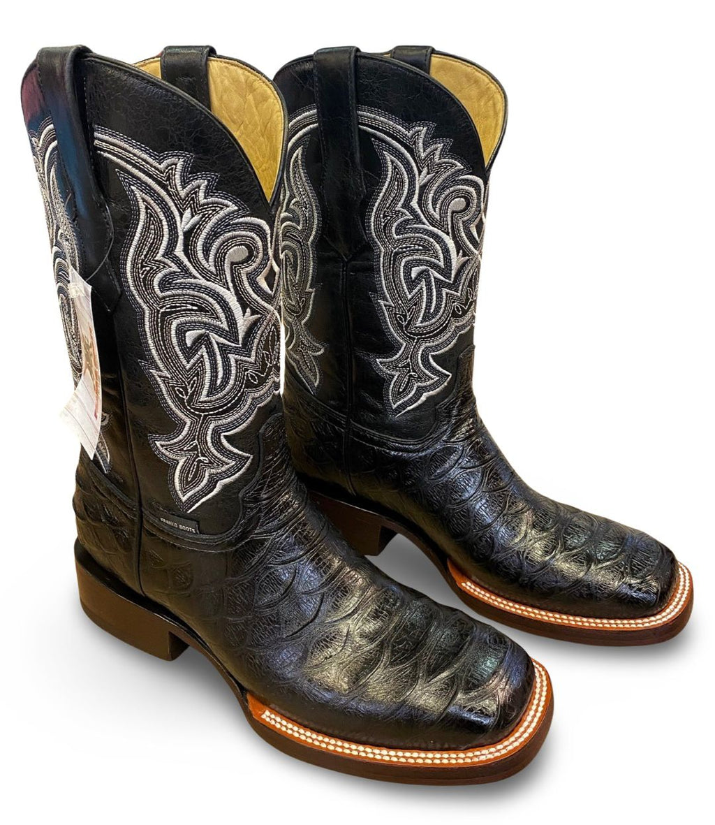 Franko Boots Mens Bulldog Grabado Python Negro