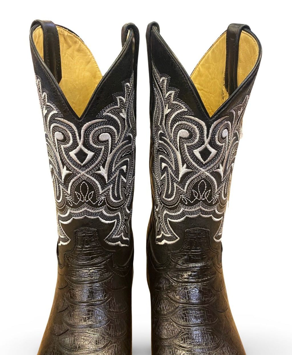 Franko Boots Mens Bulldog Grabado Python Negro