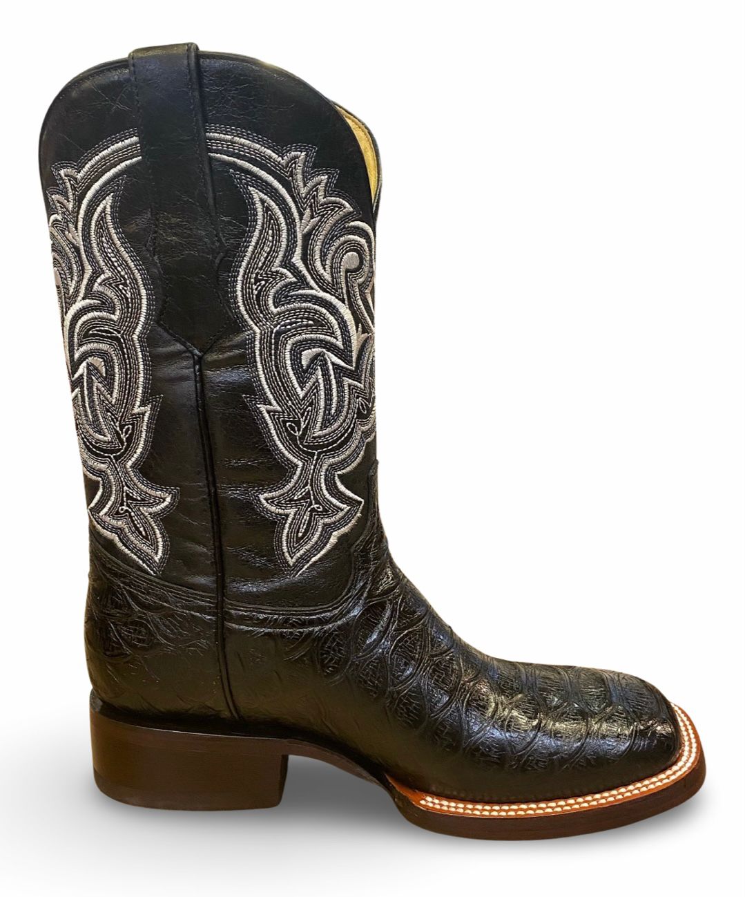 Franko Boots Mens Bulldog Grabado Python Negro