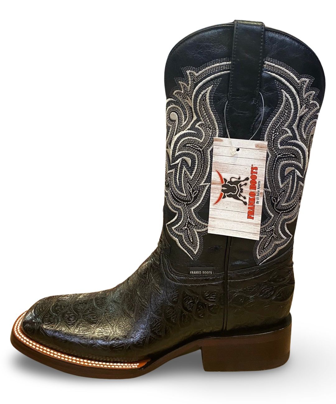 Franko Boots Mens Bulldog Grabado Python Negro