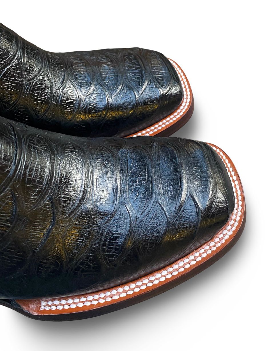 Franko Boots Mens Bulldog Grabado Python Negro