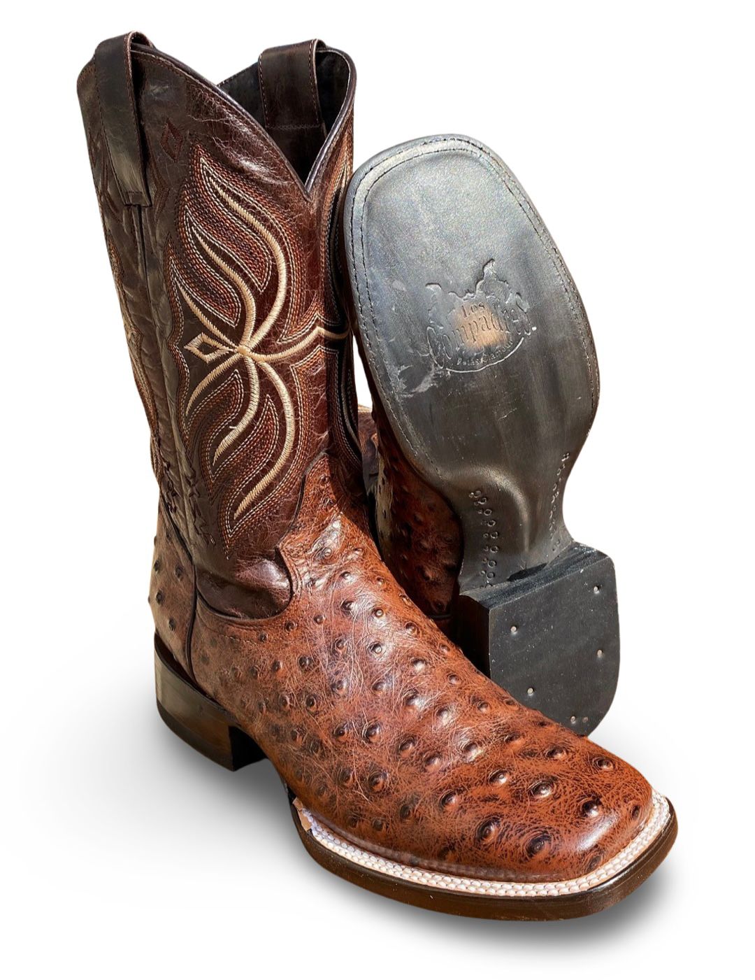 Los Compadres | Mens 212 Avestruz Cafe Africana Bulldog Western Boot