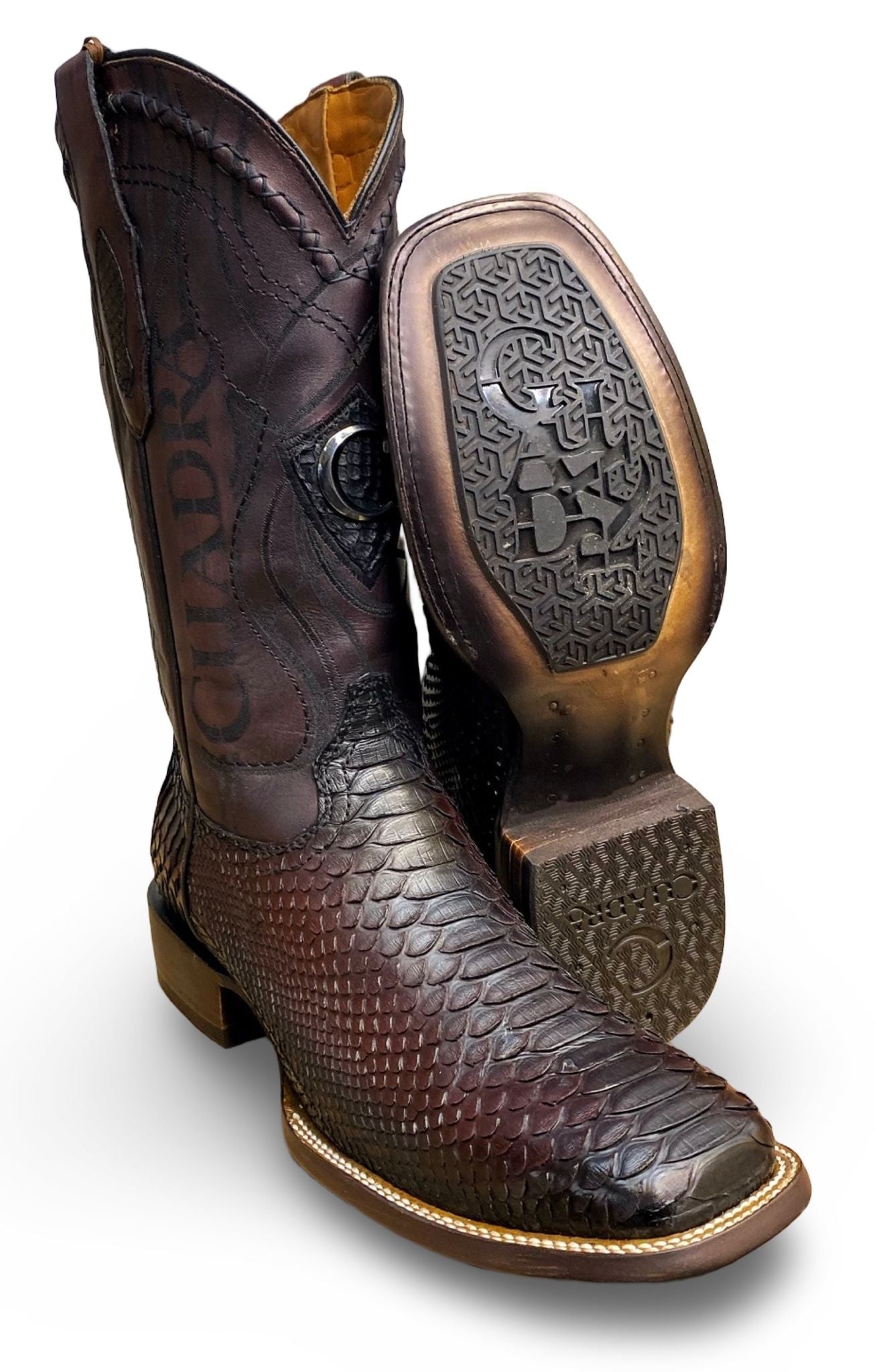 Cuadra Mens Lisboa Cherry Python Embroidery/Laser Boots 3Z2LPH