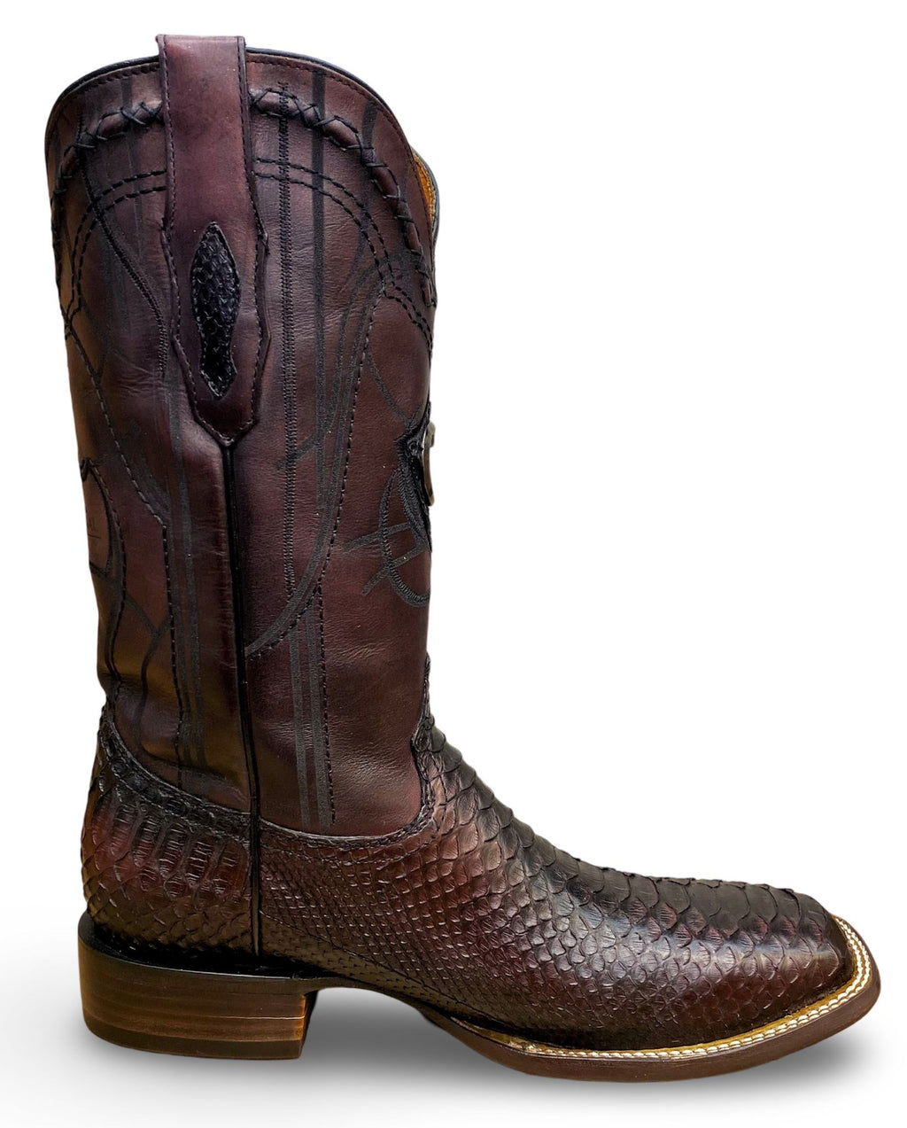 Cuadra Mens Lisboa Cherry Python Embroidery/Laser Boots 3Z2LPH