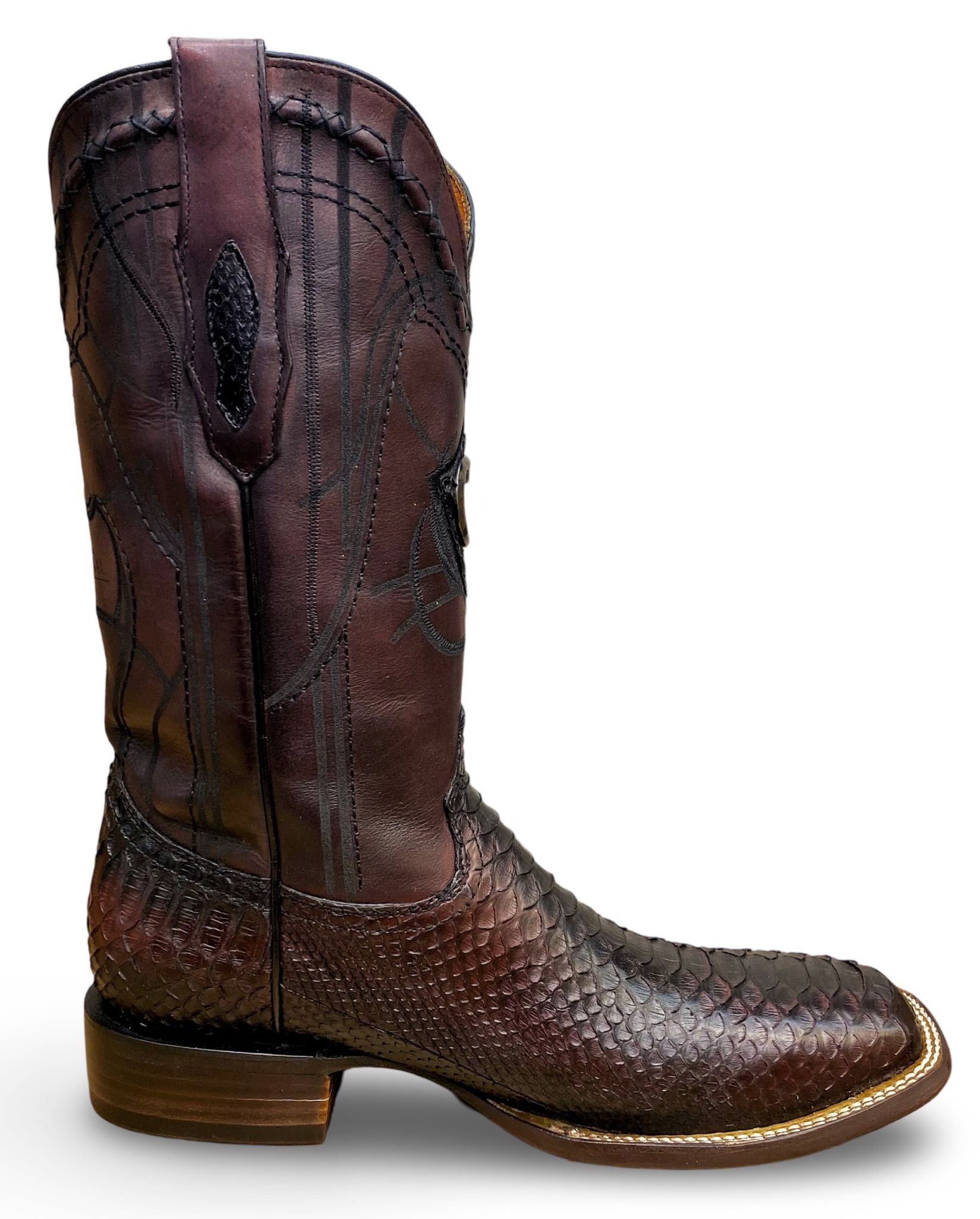 Cuadra Mens Lisboa Cherry Python Embroidery/Laser Boots 3Z2LPH
