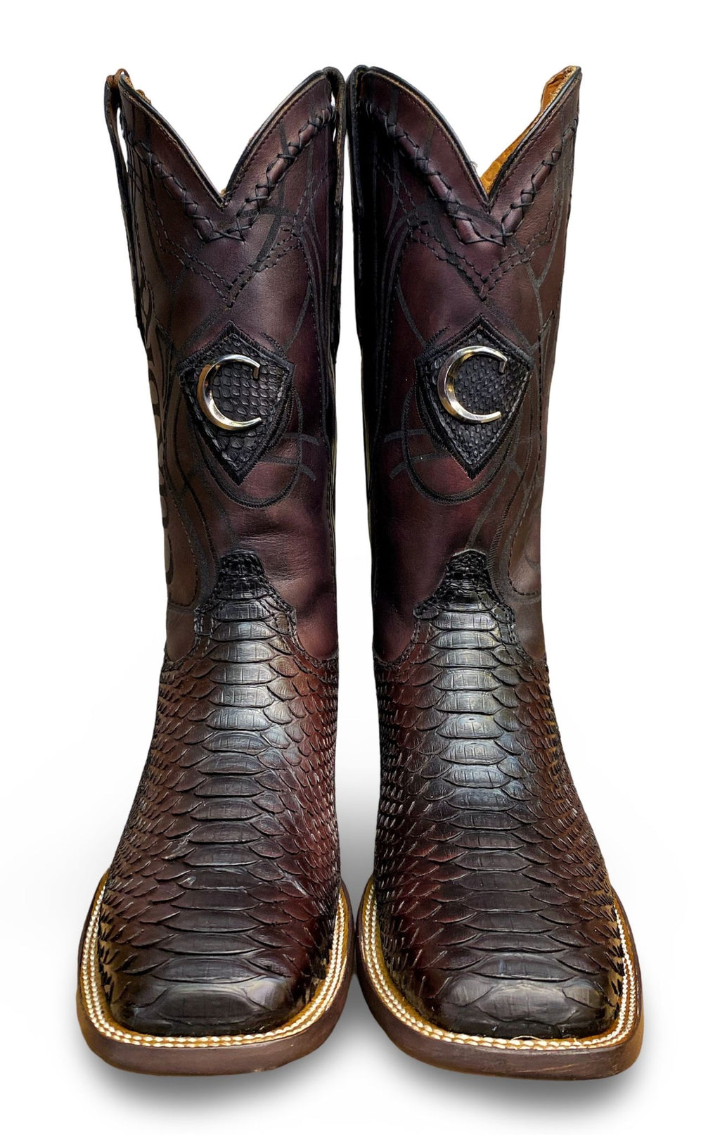 Cuadra Mens Lisboa Cherry Python Embroidery/Laser Boots 3Z2LPH