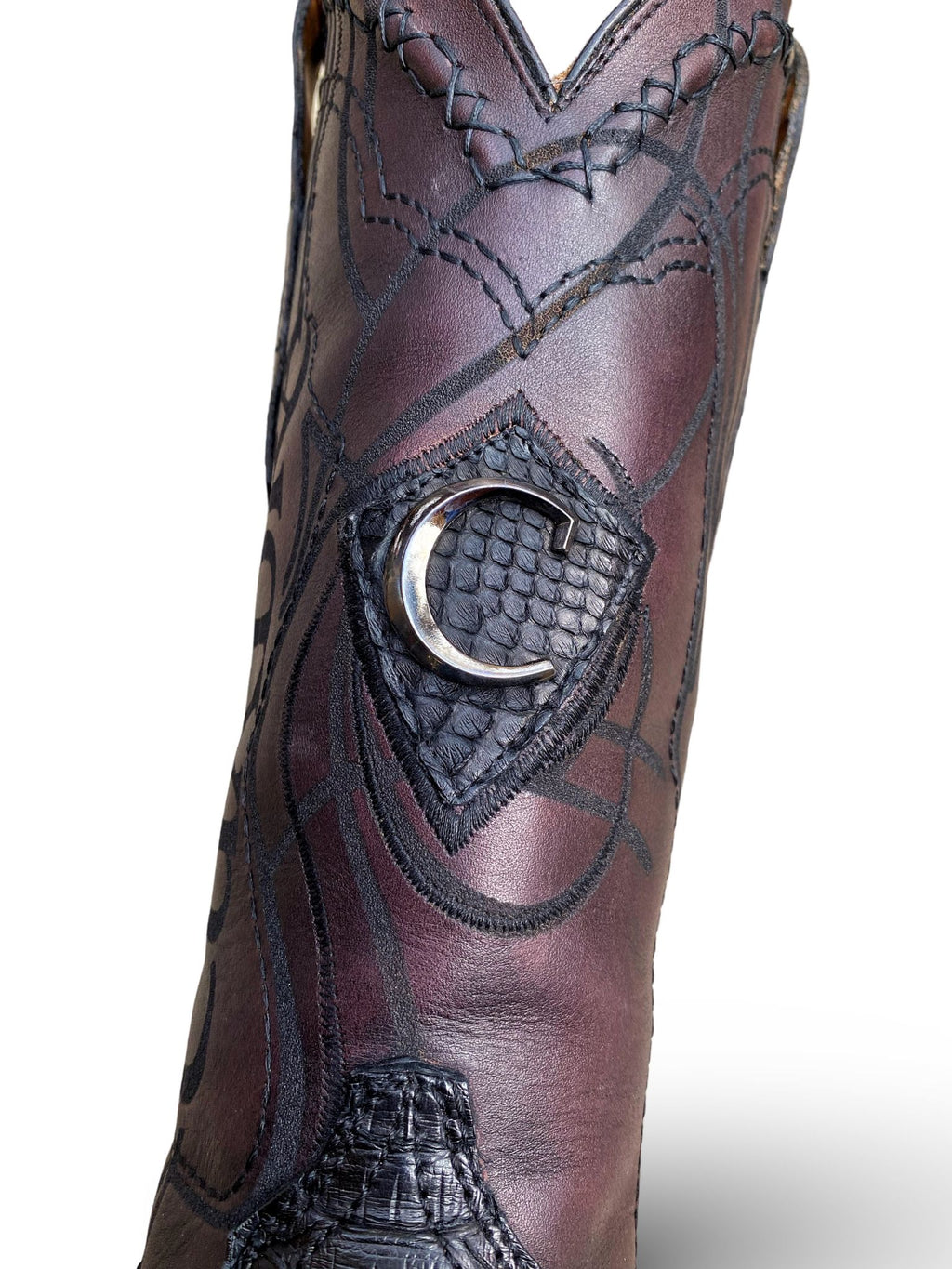 Cuadra Mens Lisboa Cherry Python Embroidery/Laser Boots 3Z2LPH