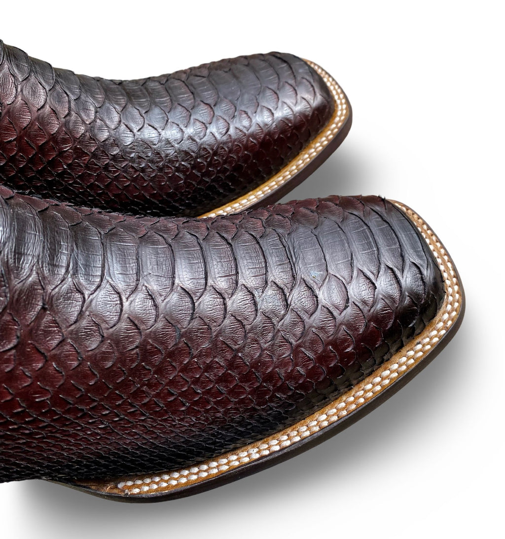 Cuadra Mens Lisboa Cherry Python Embroidery/Laser Boots 3Z2LPH