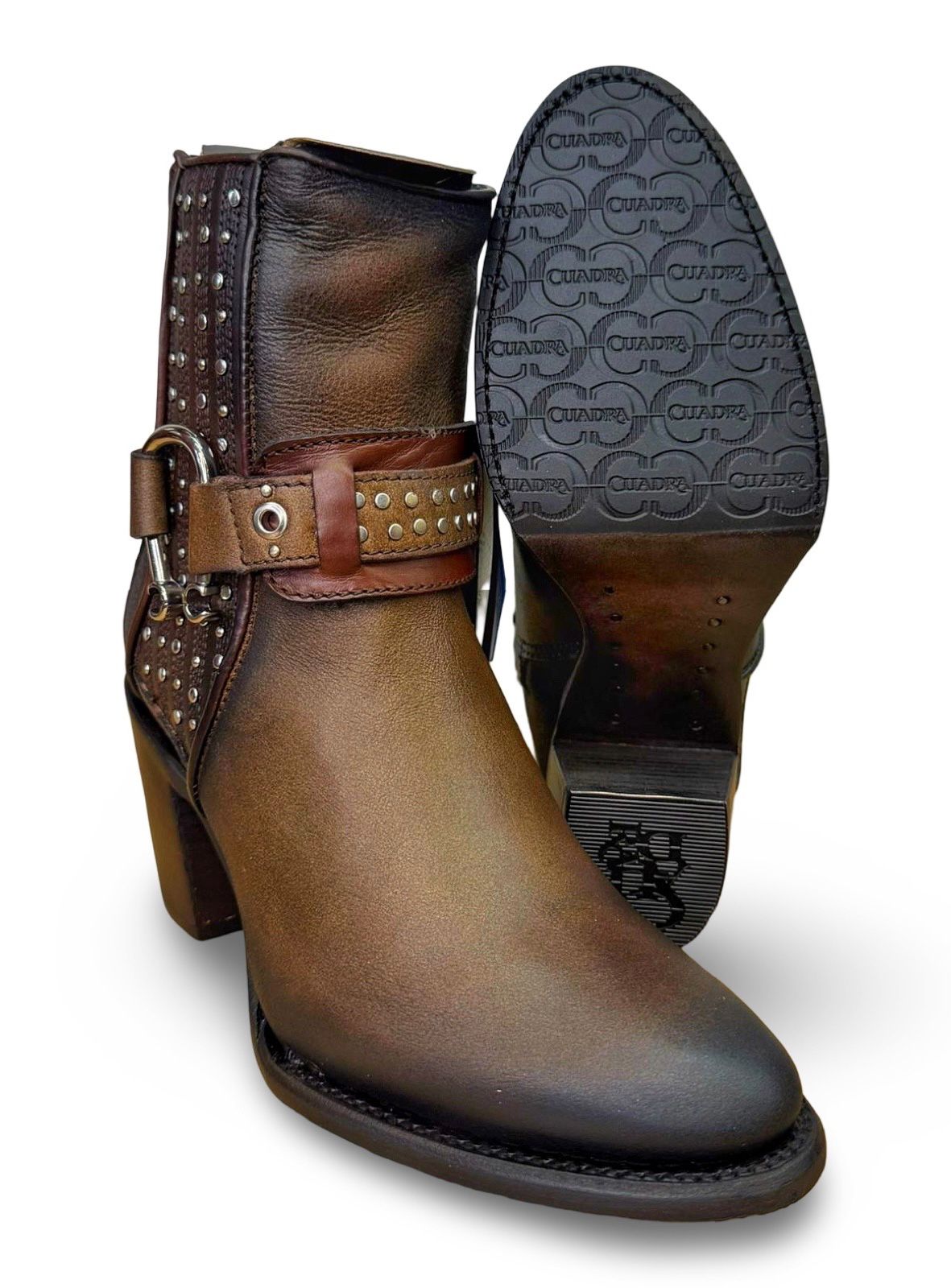 Cuadra | Wmns Botin de Res Evolution Miel Honey Black Zipper Harness Stud 4V19RS