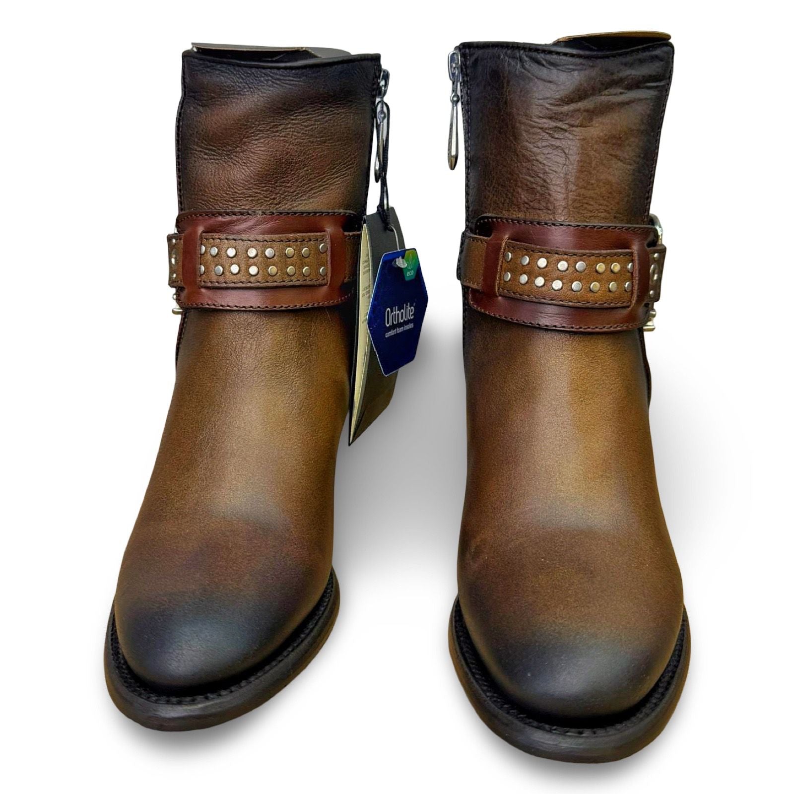 Cuadra | Wmns Botin de Res Evolution Miel Honey Black Zipper Harness Stud 4V19RS