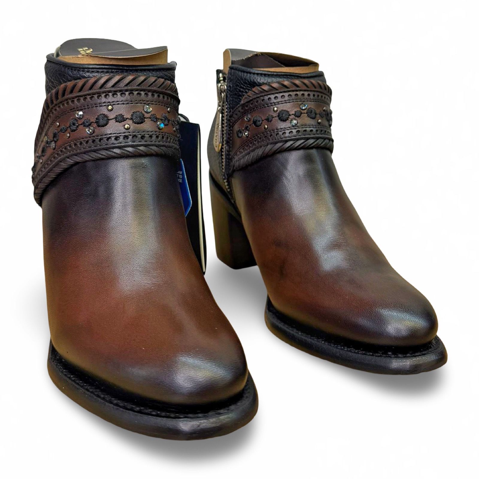Cuadra | Wmns Botin de Res Vintage Cameleon Abstract Chocolate Black Zipper 4V17RS