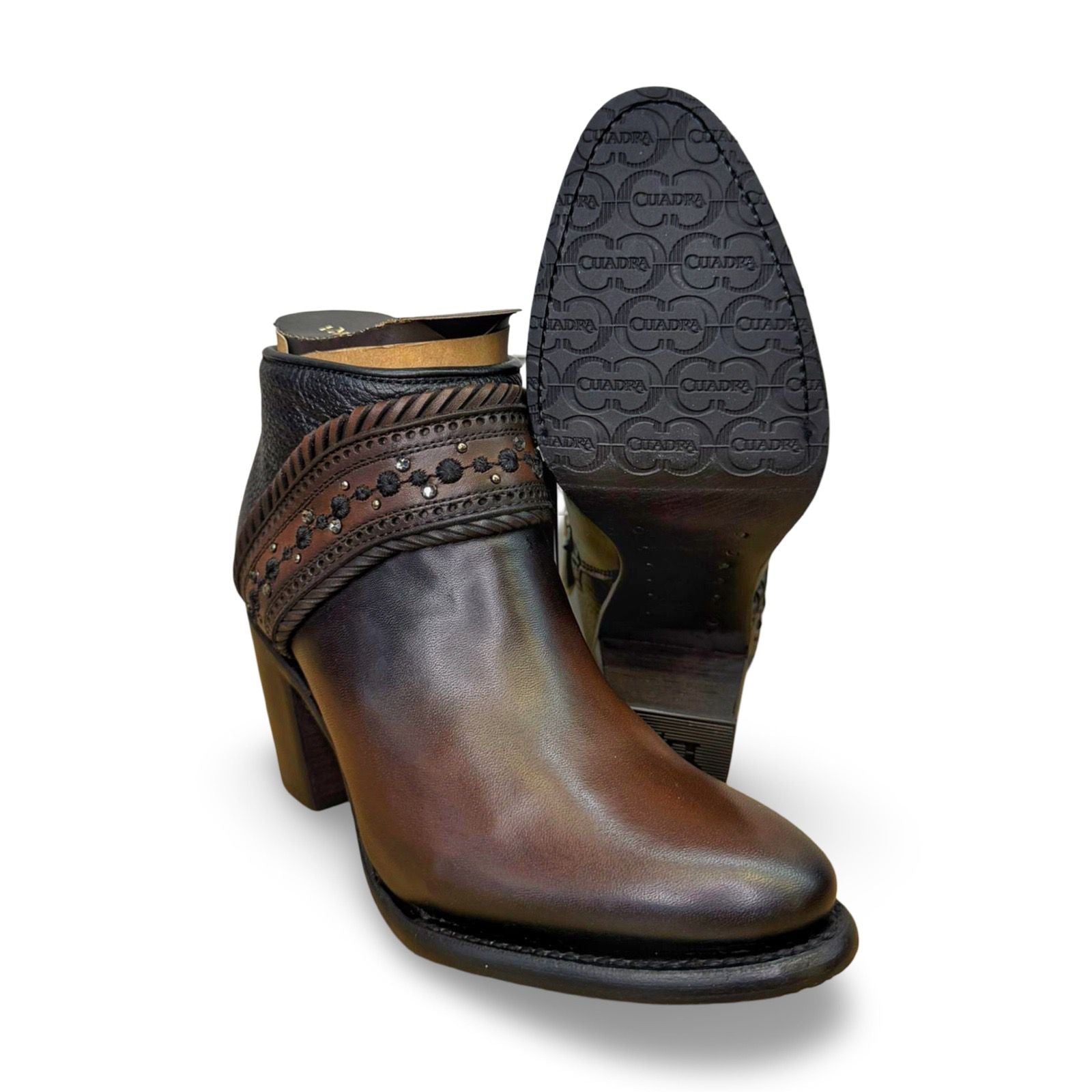 Cuadra | Wmns Botin de Res Vintage Cameleon Abstract Chocolate Black Zipper 4V17RS