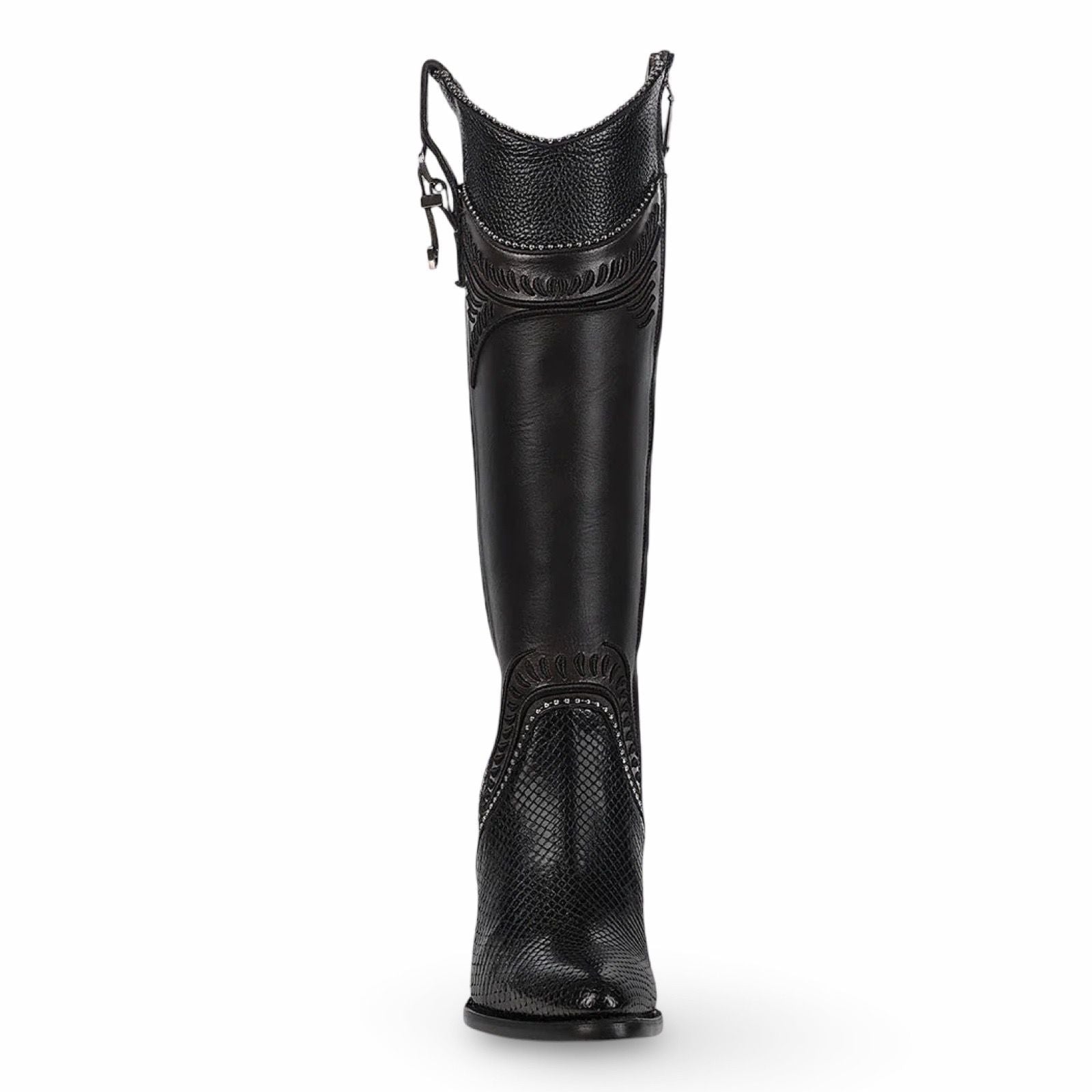 Cuadra Wmns Boot Black Python Embroidered Stud Zipper Piton Belly Cosmo Negro 3F82PM