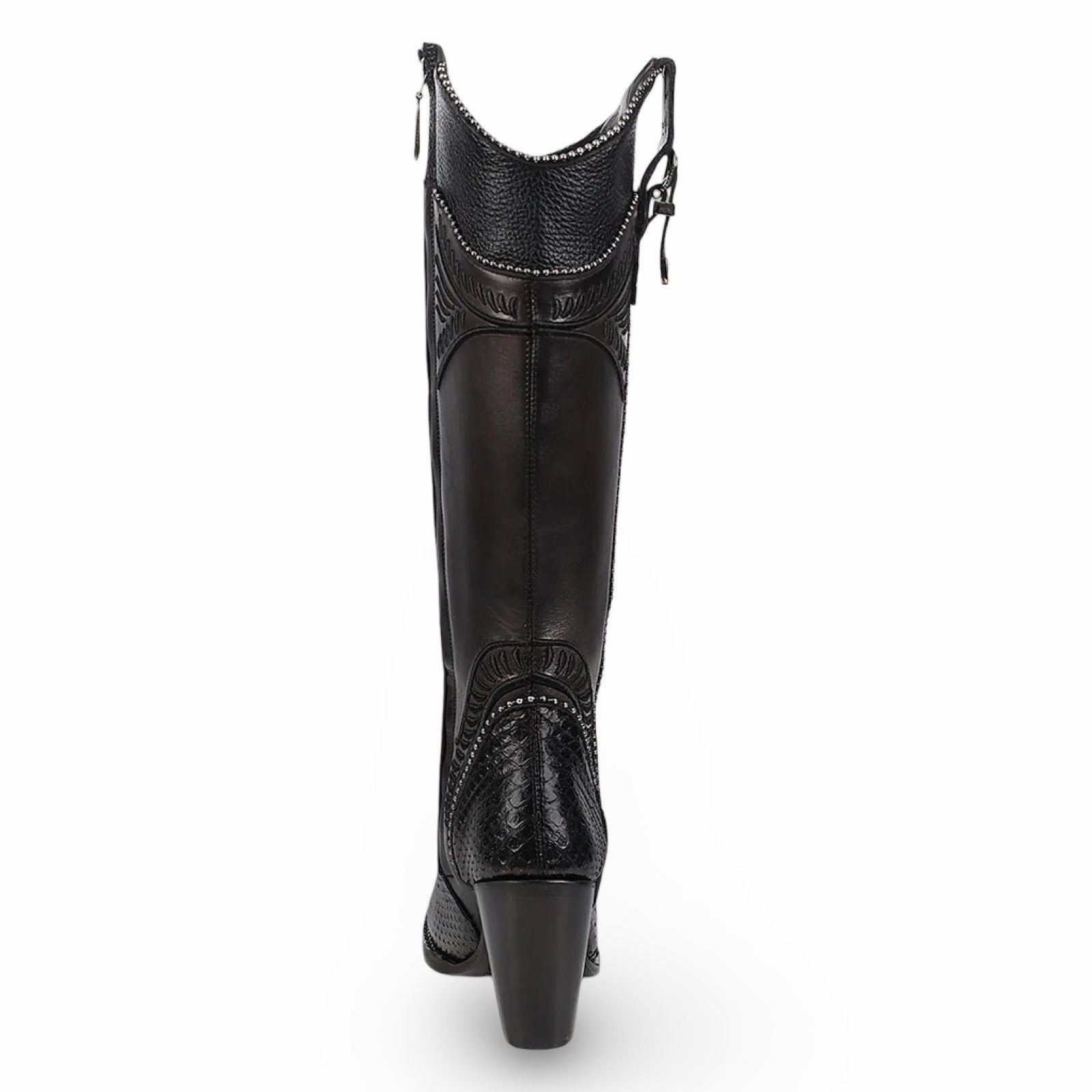 Cuadra Wmns Boot Black Python Embroidered Stud Zipper Piton Belly Cosmo Negro 3F82PM