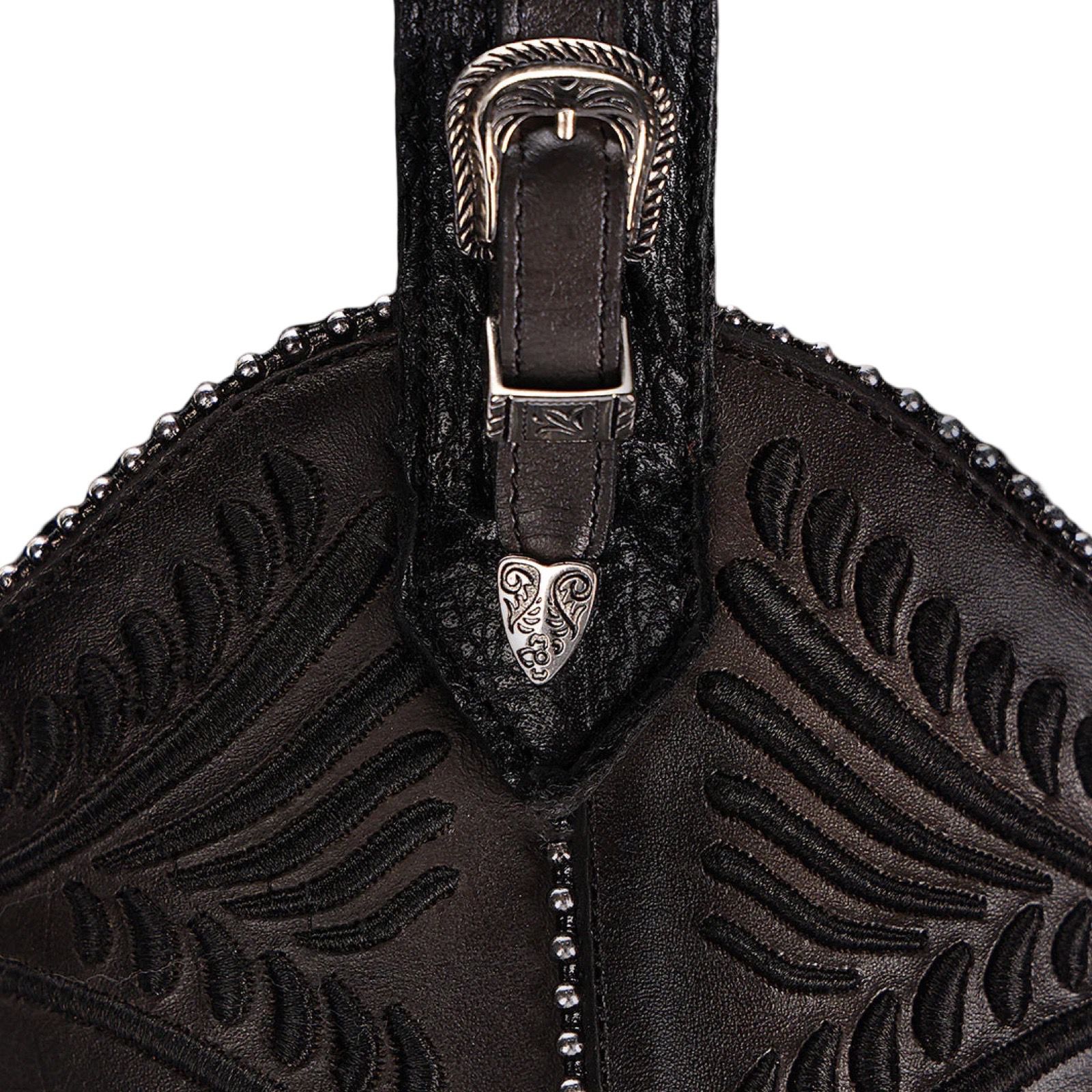 Cuadra Wmns Boot Black Python Embroidered Stud Zipper Piton Belly Cosmo Negro 3F82PM