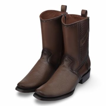 Cuadra Mens Honey Laser Zipper Narrow Square toe Bota de Res Santana Miel 1J3FRS