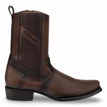 Cuadra Mens Honey Laser Zipper Narrow Square toe Bota de Res Santana Miel 1J3FRS