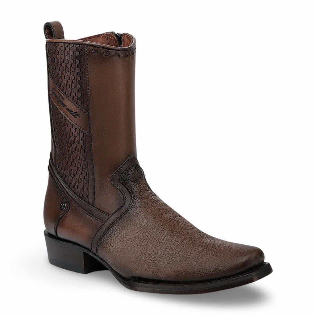Cuadra Mens Honey Laser Zipper Narrow Square toe Bota de Res Santana Miel 1J3FRS