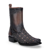 Cuadra Mens MN Chocolate Black Laser Woven Zipper Bota de Res Crust Miel 1J3PRS