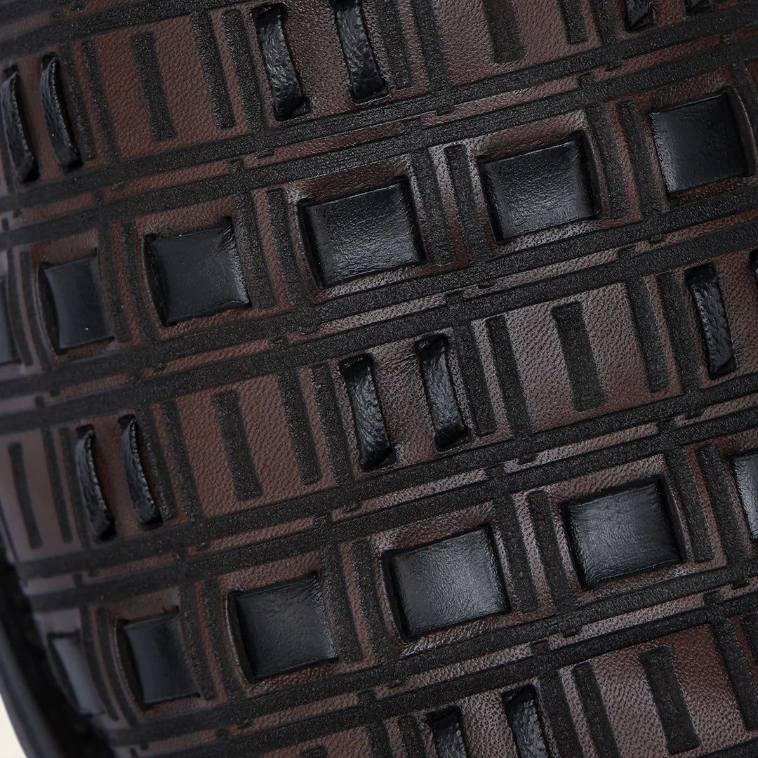 Cuadra Mens MN Chocolate Black Laser Woven Zipper Bota de Res Crust Miel 1J3PRS
