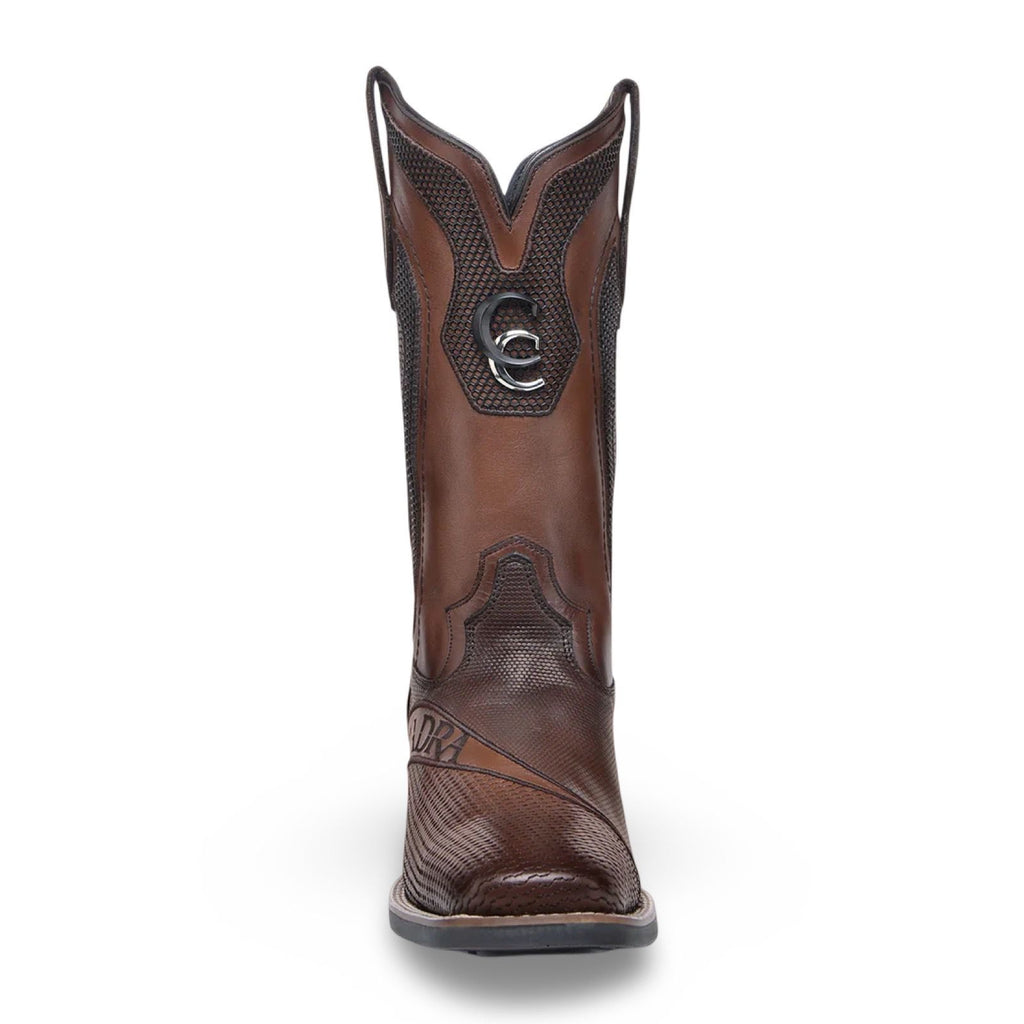Cuadra Mens MN Honey Laser Embroidered Stud Square Toe Bota de Res Crust Miel 3Z2VRS