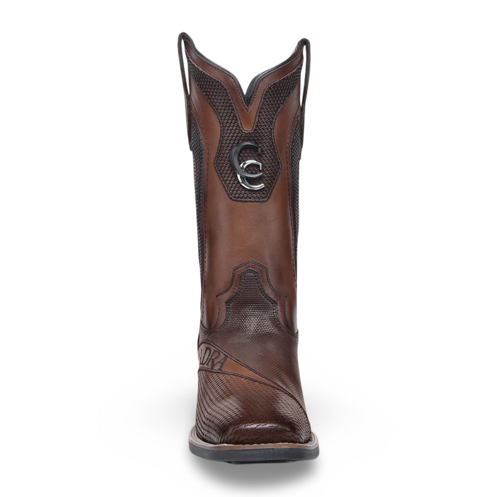 Cuadra Mens MN Honey Laser Embroidered Stud Square Toe Bota de Res Crust Miel 3Z2VRS