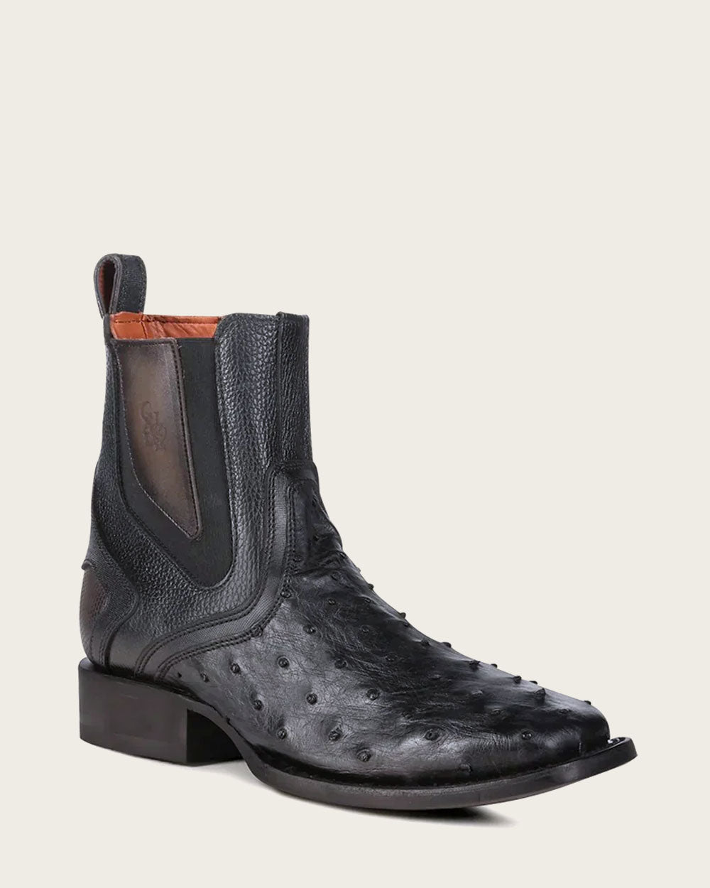 Cuadra Mens Black Genuine Ostrich Chelsea Boots CU821/3Z2MA1