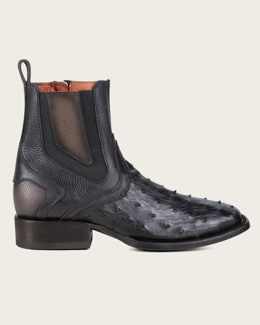 Cuadra Mens Black Genuine Ostrich Chelsea Boots CU821/3Z2MA1