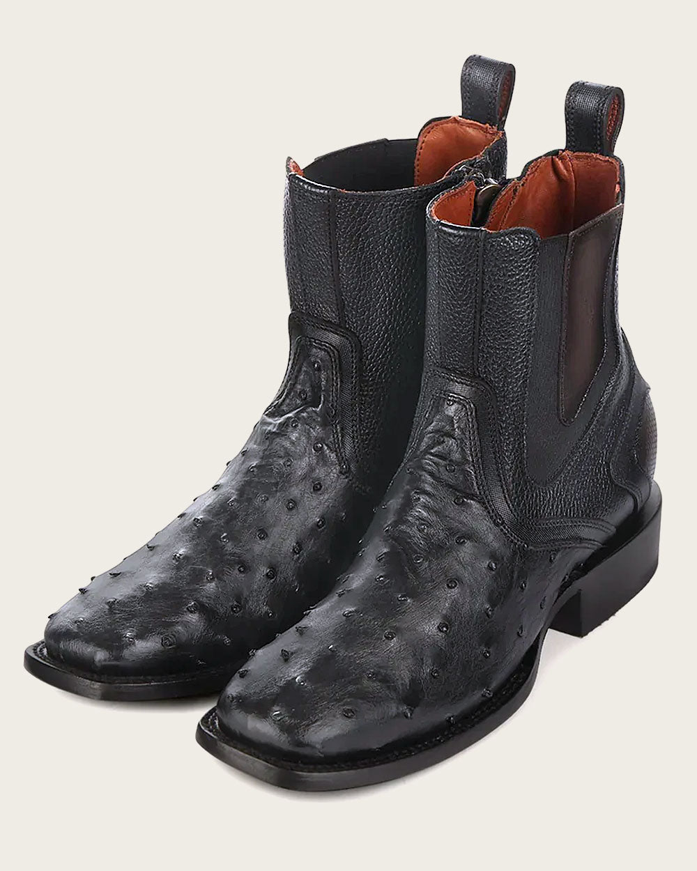 Cuadra Mens Black Genuine Ostrich Chelsea Boots CU821/3Z2MA1