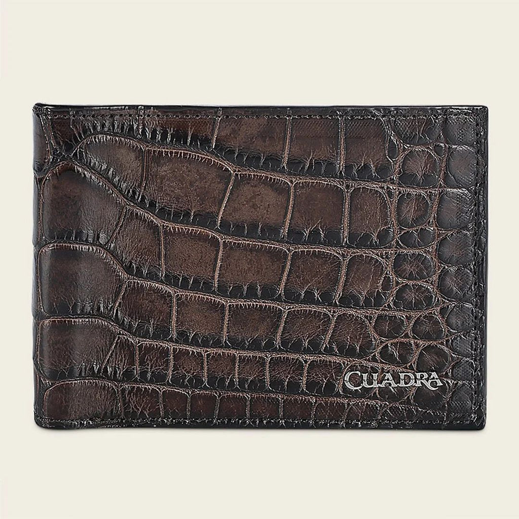 Cuadra Luxo Moka Genuine Alligator Leather Bifold Wallet - BC029AL/DU713